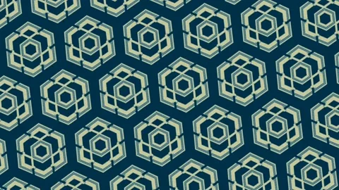 Geometric cube pattern on blue background, spinning graphic Stock Footage 132966049
