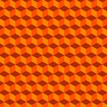 Geometric cube Pattern. Orange Background. Stock Illustration