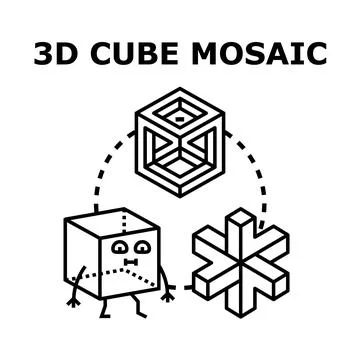 Geometric cube shapes concept abstract mosaic design Stock Illustration