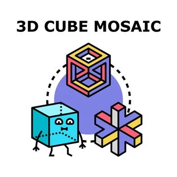 Geometric cube shapes concept abstract mosaic design Ilustração Stock