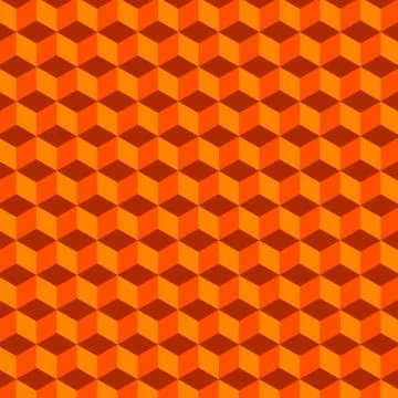 Geometric cube Vector Pattern. Orange Background. 스톡 일러스트
