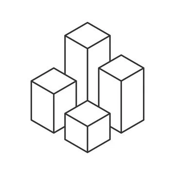 Geometric cubes arranged in an ascending order symbolize growth, progress, an Stock Illustration