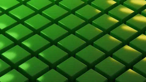 Geometric cubes with metallic reflections in green shades Stock Illustration