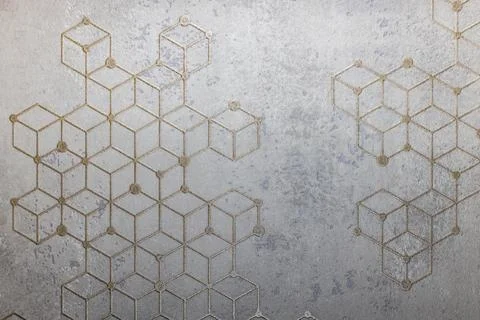 Geometric Cubes Pattern on Metallic Background with Subtle Texture Stock Photos