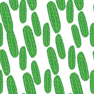 Geometric cucumber seamless pattern on white background. Doodle cucumbers veg Stock Illustration