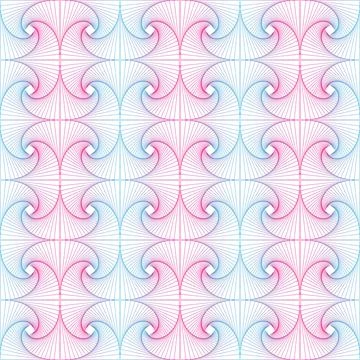Geometric curved pattern in pink blue lines Illustrazione stock
