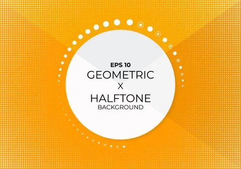 Geometric cut background modern style halftone design with symbol circle Stock Illustration