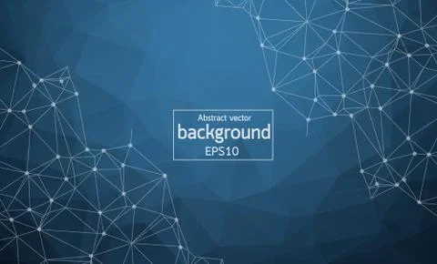 Geometric Dark Blue Polygonal background molecule and communication. Connecte Stock Illustration