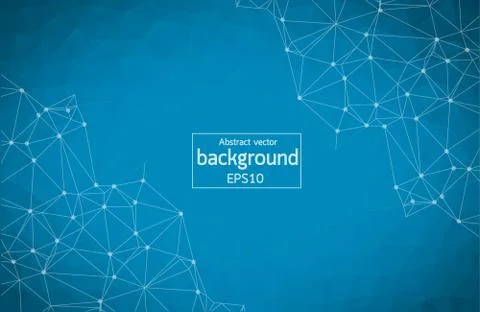 Geometric Dark blue Polygonal background molecule and communication. Connecte Stock Illustration