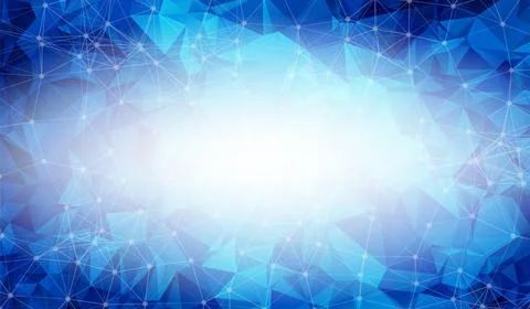 Geometric Dark Blue Polygonal background molecule and communication. Connecte Stock Illustration