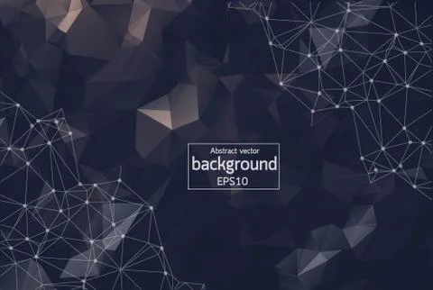 Geometric Dark Polygonal background molecule and communication. Connected lin Stock Illustration