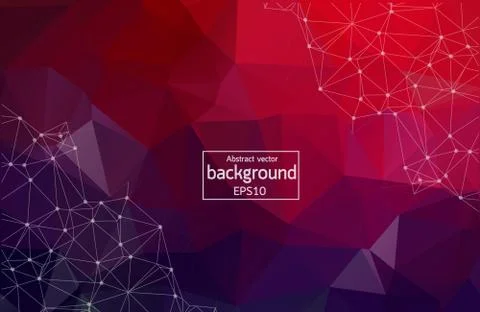 Geometric Dark Red Polygonal background molecule and communication. Connected Stock Illustration