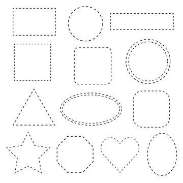 Geometric dashed shapes design elements set Illustrazione stock