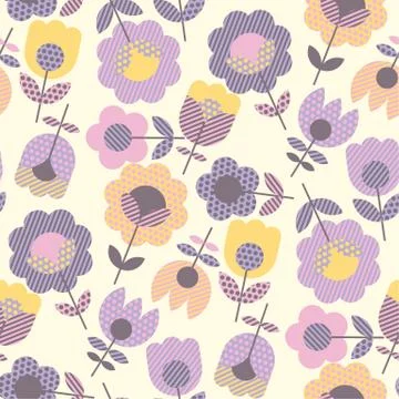 Geometric decorative flower pattern for fabric wrapping paper, web and print  库存插图