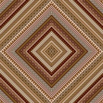 Geometric decorative seamless pattern with brown ethnic motifs Stock Illustration