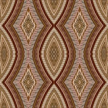 Geometric decorative seamless pattern with brown ethnic motifs Stock Illustration