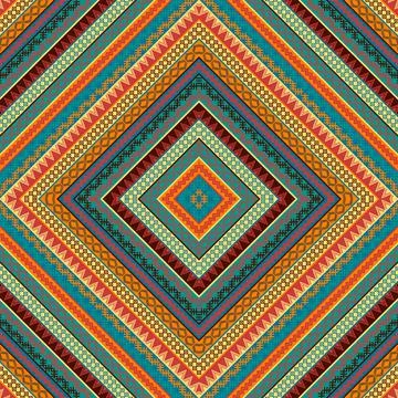 Geometric decorative seamless pattern with ethnic motifs Stock Illustration