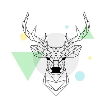 Geometric deer head illustration abstract shapes. Minimalist polygonal deer Stock Illustration