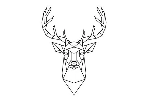 Geometric deer polygon vector head icon. Animal Christmas reindeer line modern Stock Illustration