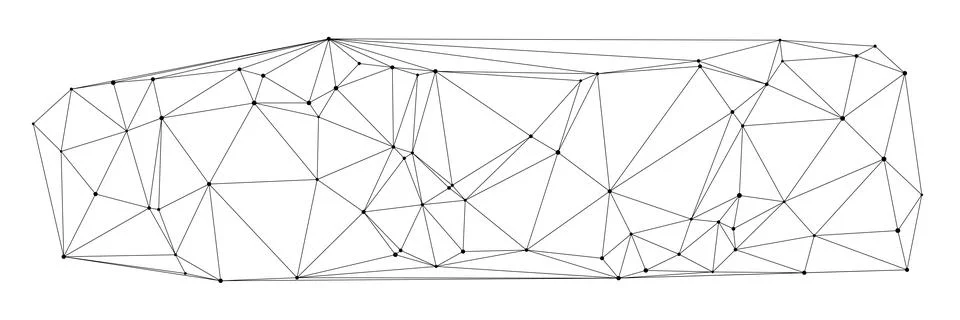Geometric Delaunay Triangulation Network Mesh Art Illustrazione stock