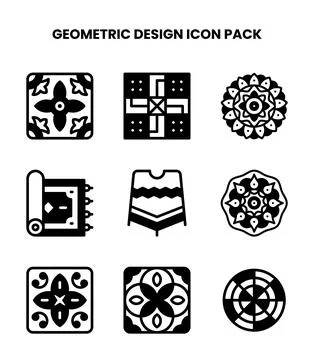 Geometric Design DuoTone Vector Icons Pack Stock Illustration