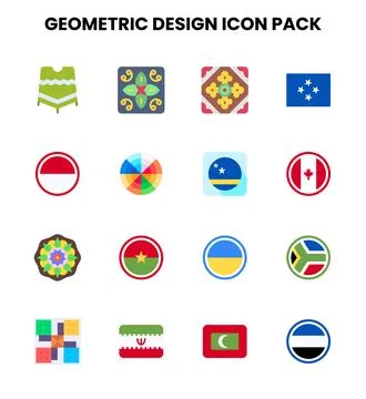 Geometric Design Flat Graphics Icons Pack Illustrazione stock