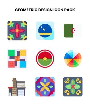 Geometric Design Flat Scalable Icons Pack Stock Illustration