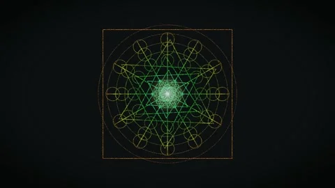 Geometric design with green and gold patterns on a dark background Stock Footage 337073386