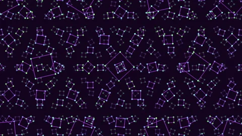 Geometric design intersecting purple and green lines on black background Stock Footage 270396077