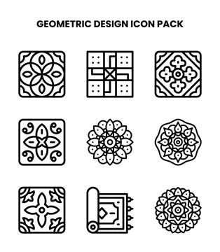 Geometric Design Line Vector Icons Pack Stock Illustration