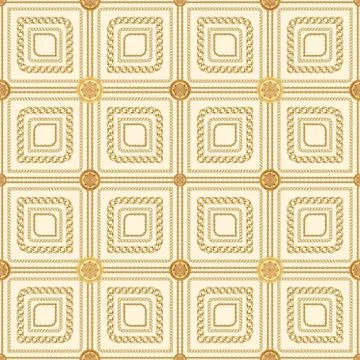 Geometric design, seamless gold chains pattern isolated on white background. rea Stock Illustration