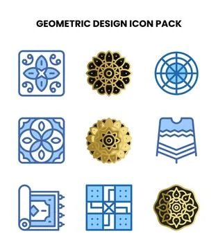 Geometric Design Two Colour Graphics Icons Pack Stock Illustration
