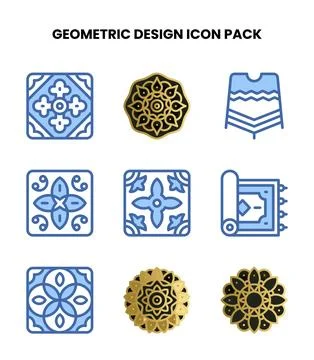 Geometric Design Two Colour Scalable Icons Pack Stock Illustration