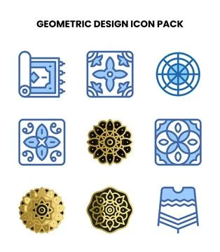 Geometric Design Two Colour Set Icons Pack 库存插图