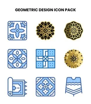 Geometric Design Two Colour SVG Icons Pack Stock Illustration
