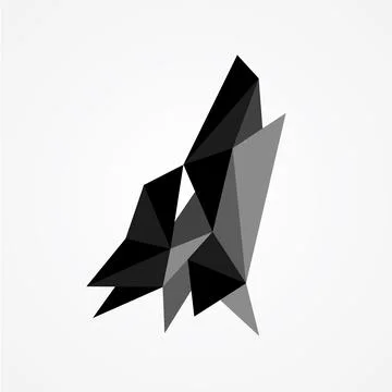 Geometric design vector of head wolf roar isolated on white background Stock Illustration