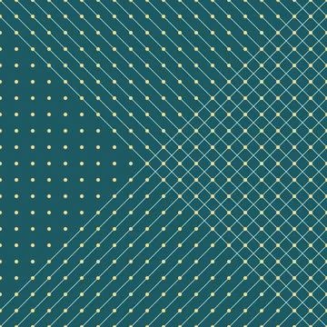 Geometric diagonal dots pattern on teal background Stock Illustration