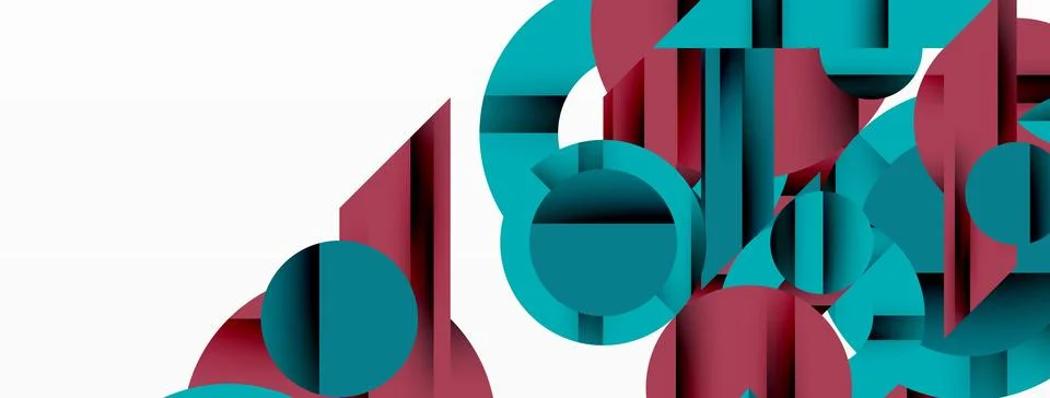 Geometric diagonal line and circle shape, wide abstract background Stock Illustration