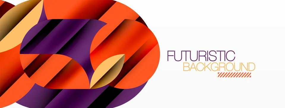 Geometric diagonal line and circle shape, wide abstract background Stock Illustration