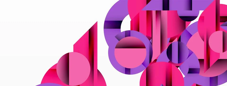 Geometric diagonal line and circle shape, wide abstract background Stock Illustration
