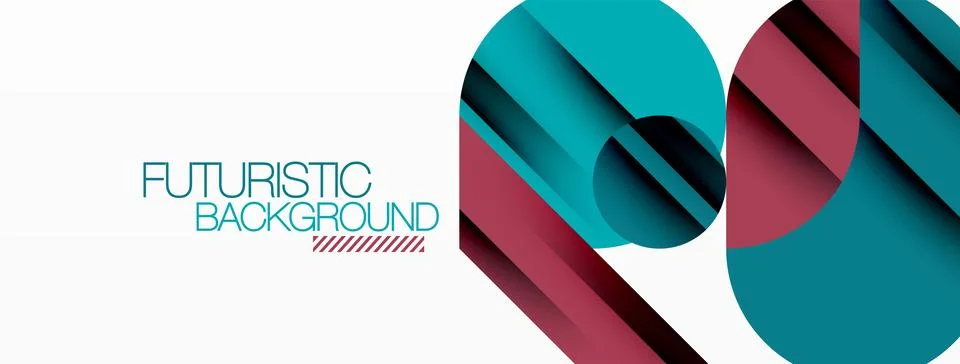 Geometric diagonal line and circle shape, wide abstract background Stock Illustration