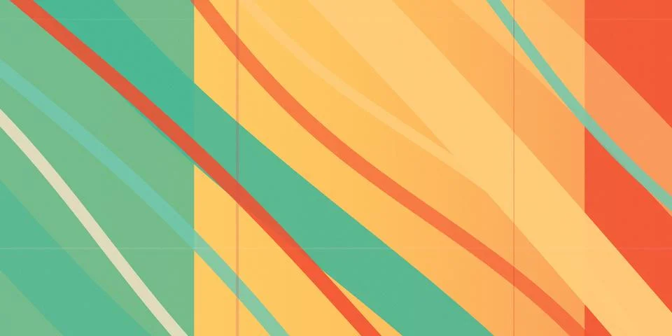 Geometric diagonal stripe pattern in warm orange, teal, and red creates a m.. Stock Illustration