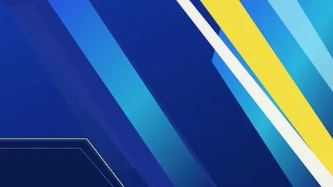 Geometric diagonal stripes abstract background with blue yellow white colors Stock Illustration