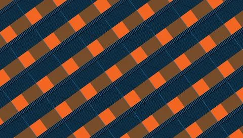 Geometric Diagonal Stripes Pattern In Orange, Blue And Brown  Modern Retro .. 스톡 일러스트
