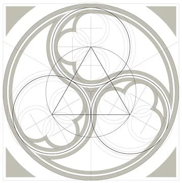 Geometric diagram drawing Gothic window Stock Illustration