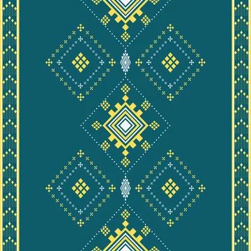 Geometric with Diamond and square shape pattern fabric and carpet Stock Illustration
