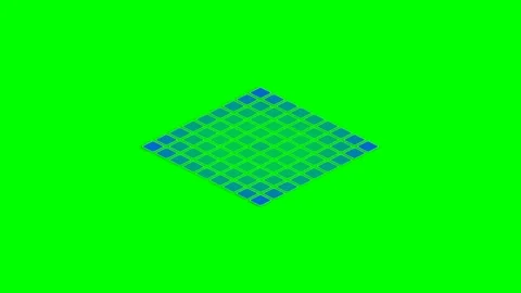 A geometric diamond grid pattern rendered in isometric view on green screen Stock Footage 341823900