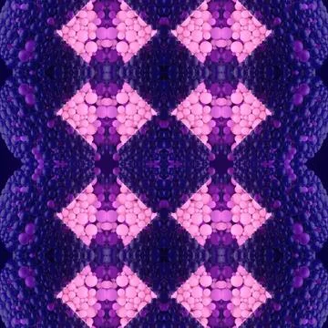 Geometric diamond pattern created from dark blue and pink 3D spheres Illustrazione stock