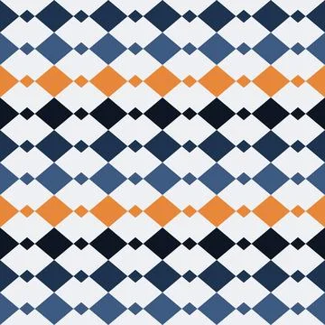 Geometric diamond pattern featuring classic blue and orange palette for sty.. Stock Illustration