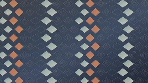 Geometric diamond pattern with orange and white accents on dark blue backgrou Stock Illustration